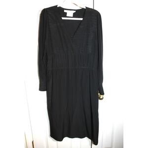 Joanie Char Vintage 1980's Black Silk Ruffled Bodice Dress sz 10